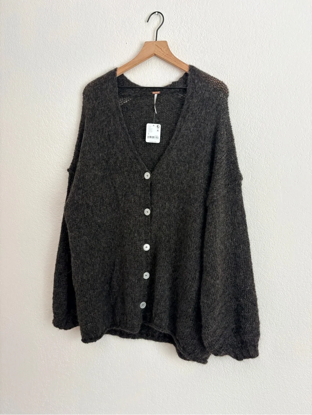 NWT Free People Marina Soft Spun Cardigan Sweater in Espresso